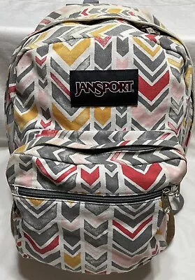 Jansport Right Pack Expressions Coral Dusk Chevrons TZR602W Leather Suede Bottom • £25.06