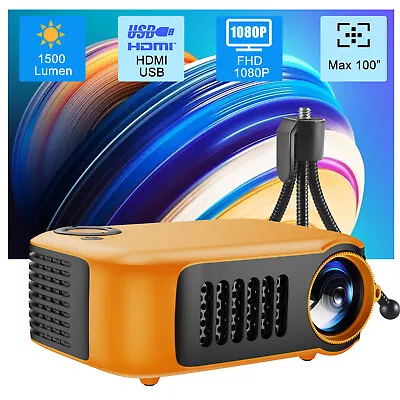 Mini 1500 Lumen Projector USB HDMI Portable 1080P Office Home Theater Cinema UK • £34.99