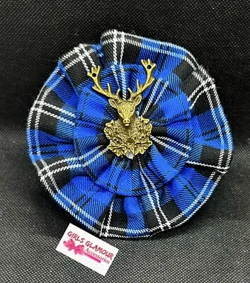 £7.99 • Buy Blue Swan Rosette Tartan Fabric Scottish Sash Wedding Burns Night Royal Stewart