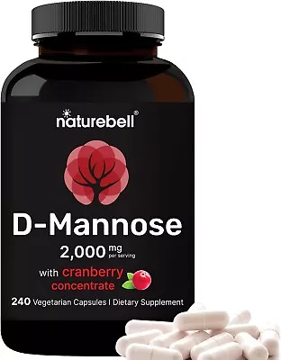 NATUREBELL Made With Organic D-Mannose 1000Mg Per Serving 200 Capsules Strongl • $50.50