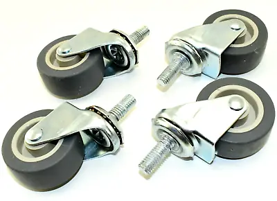 (Set Of 4) - Threaded Swivel Casters 2  X 7/8  Gray - TPR 3/8 -18 Thread 1  Stem • $14.99