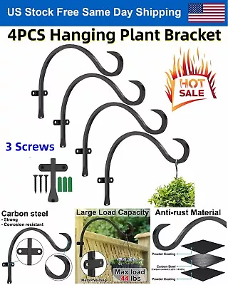 4Pack 12  Plant Hanger Bracket Cast Iron Hanging Flower Lanterns Hook Heavy Duty • $23.86