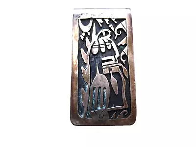 Vintage Sterling Silver Native American Design Money Clip Pictorial Hallmark • $49.17