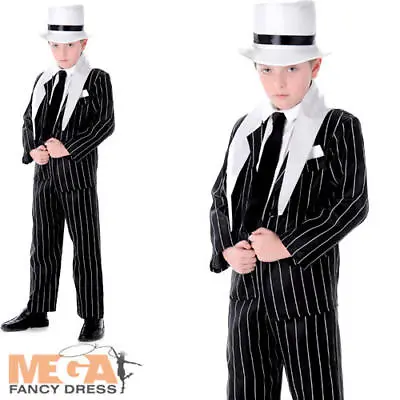 £9.49 • Buy Gangster Boys Fancy Dress 20s Mafia Bugsy Malone Childrens Kids Childs Costume