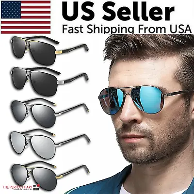 Mens Polarized Pilot Sunglasses Outdoor Driving UV400 Sun Glasses Sport Eyewear • $8.99