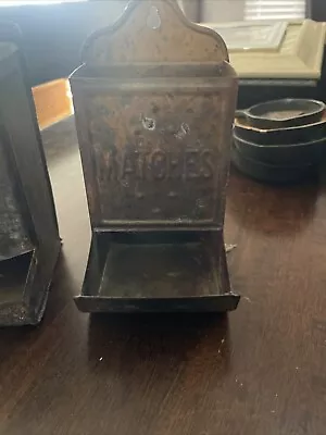 Wall Mount Vintage Matchbox Cover In Antique Tin Match Box Holder • $12