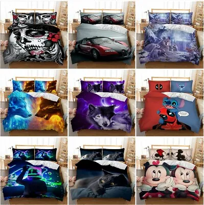 £19.99 • Buy Wolf Gothic Skull Duvet Cover Bedding Set With Pillow Cases Single Double King