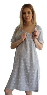 Ladies Nursing Nightdress Maternity Shirt Nighty Breasfeeding  Hospital Gown • £15.99