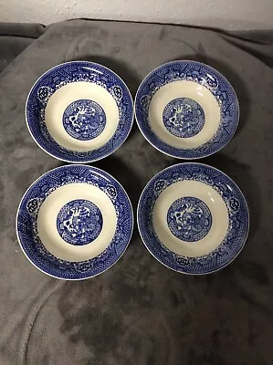 Set Of 4 Vintage Royal China USA Blue Willow Ware Cup & Saucer  No Handle Decor • $19.99