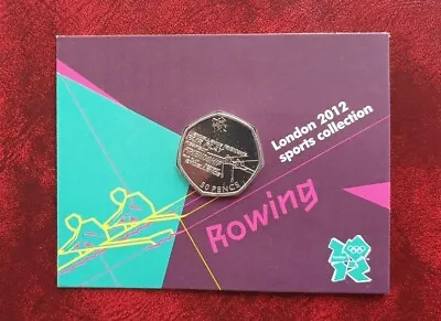 2012 London Olympic ROWING 50p Coin Certified Uncirculated In Sealed Card • £6.95