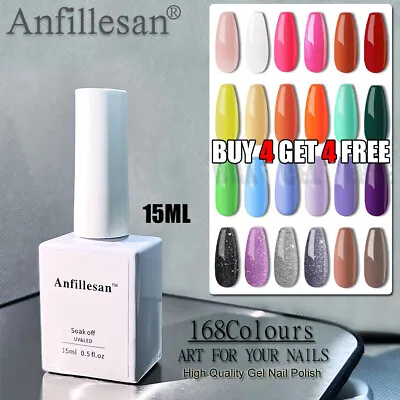 Anfillesan® Gel Polish UV LED Soak Off 168Colours Nail Varnish BUY 4 GET 4 FREE • £4.31