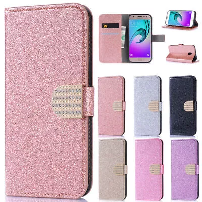 For Samsung J5 J7 Pro A8 J8 2018 Glitter Magnetic Flip Leather Wallet Case Cover • $60