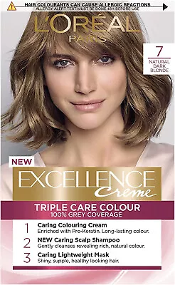 L'Oreal Paris Excellence Creme Permanent Hair Dye 7 Natural Dark Blonde • £11.86