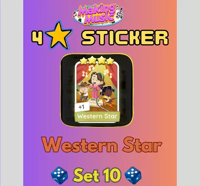 Monopoly Go - Making Music - 4 Star Sticker ⭐️⭐️⭐️⭐️- Western Star • $5.99