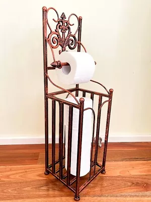 $69.95 • Buy Elegant Iron French Style Toilet Paper Roll Holder Stand With Storage CPR