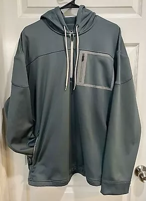 Size 2XL - Cabelas Hoodie Men’s 1/4 Zip Pockets Hooded Sweatshirt. Blueish Gray • $24.99