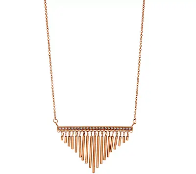 Steel By Design Round Crystal Accent Necklace 26 +2  RoseTone Stainless Steel • $25.76