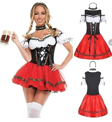 Women's Oktoberfest Beer Maid Costume German Bavarian Dirndl Dress Carnival UK • £9.99
