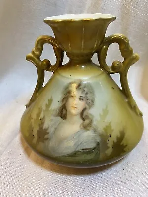 Antique Unmarked Victoria Austria? Portrait Vase With Decorative Handles • $24.95