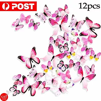 $4.98 • Buy 12pc 3D 3D DIY Wall Decal Stickers Butterfly Home Room Art Decor Decorations
