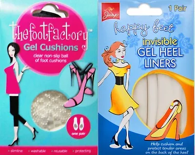£1.99 • Buy Gel Foot & Heel Cushions Ladies High Shoe Insole Comfort Party Feet Reuseable 