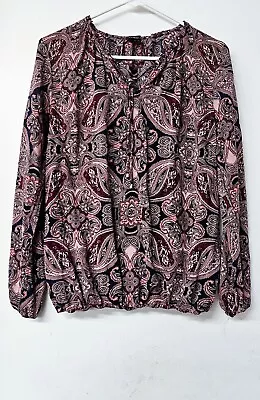 S. OLIVER Black Label Long Sleeve Paisley Very Soft Boho Shirt (S) • $10.79