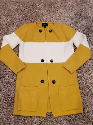 Anthropologie La Fee Verte Size Small Yellow Striped Open Sweater Cardigan • $37.50