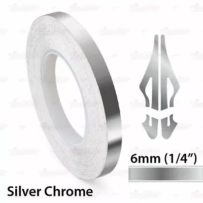 SILVER CHROME Roll Car PIN STRIPE PinStriping Trim Line TAPE Decal Vinyl Sticker • $8.90