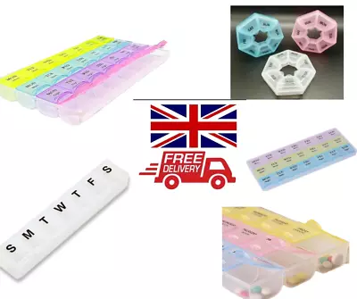 7| 21 | 28 Day Weekly Organiser Daily Pill Box Tablet Medicine Storage Dispense • £2.39