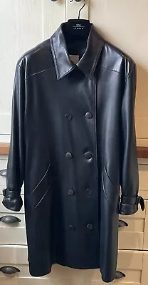 Jane Norris Double Breasted Leather Trenchcoat /mac Size M • $126.33