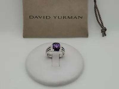 David Yurman Petite Wheaton Ring With Amethyst AAnd Diamonds 10x8mm Size 8 • $200