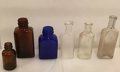 Lot Of 5 Vintage Glass Bottles Assorted Sizes And Colors See Photo ***** • $10.45