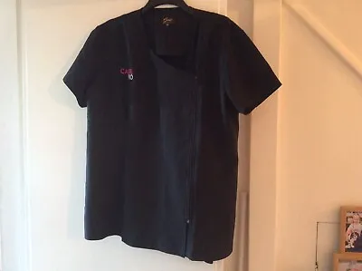 * NEW * CALGEL PRO NAIL TECHS/BEAUTY Black Zipped Uniform/Top/tunic Size 20/22 • £12