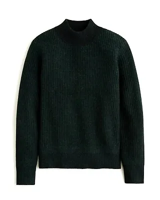 $118 NWT J. Crew Ribbed L Heather Forest Green Men's Wool Mockneck Sweater • $80