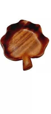 Monkey Pod Vintage Wooden Leaf Shape Dish Bowl Ashtray Hand Carved In HAWAII  • $13