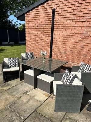 £399 • Buy 4 Seat Cube Set Grey Rattan Garden Furniture Conservatory Patio Excellent Cond