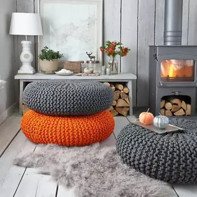 Braided Ottoman Pouffe Footstool Hand Knitted • $118.50