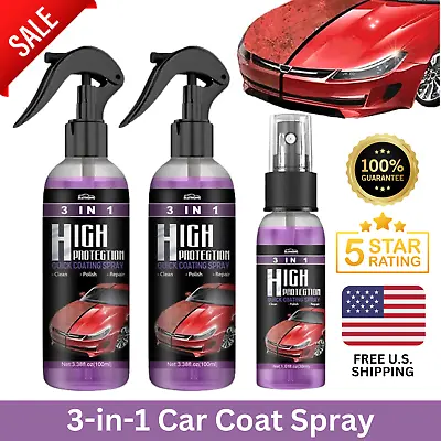 3 In 1 High Protection Quick Hydrophobic Car Coat Ceramic Coating Spray 100ML US • $8.99