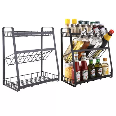 Kitchen Storage Rack Unit Shelf Space Saving Spice Sauce Tidy Organizer Metal UK • £11.95