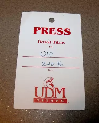 Detroit Mercy Titans 2/10/1996 Basketball Media/Press Pass Ticket Stub Vs UIC • $9.99