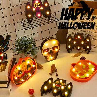 Halloween Led Decoration Lights Lantern Bat Spider Skull Lamp Outdoor Pumpkin • £7.62