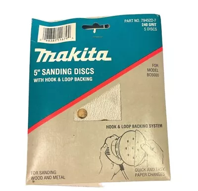 Makita 5 Pack Hook And Loop 240 Grit Sanding Discs Pn: 794522-7 • $13