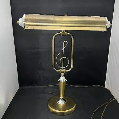 Vintage  Brass  Treble Clef Music Table Lamp Piano/Banker 1965 Works • $10