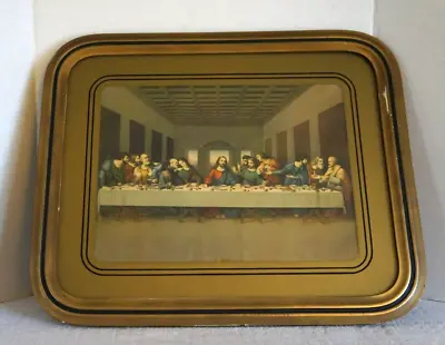 Antique/Vintage LAST SUPPER Picture 18-1/2  X 22-1/2  Gold Tone Wood Frame • $34.99