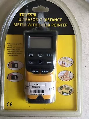 Bnwt Focus Ultrasonic Distance Meter With Laser Pointer • £14.99
