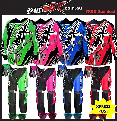 2024 MX MOTOCROSS/BMX Pants+Jersey+Gloves Kids Youth Junior Dirt Bike Gear ATV • $95.99
