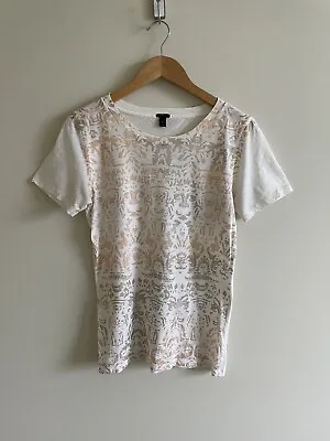 Size S J.CREW White Patterned T-Shirt • $14