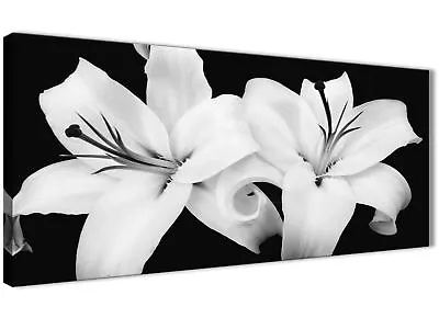 Black White Lily Flower Bedroom Canvas Wall Art Accessories Print • £54.39