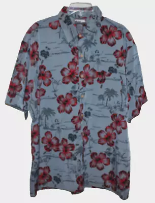 Extreme Gear Hawaiian Shirt Men's X-Large XL Gray & Red Hula Girl Hibiscus • $33.67