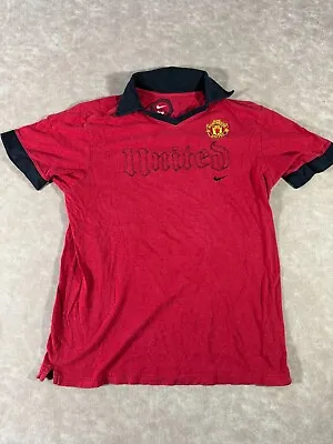 Nike Mens Manchester United Pullover Short Sleeve Red Black Polo Shirt Large • $21.84
